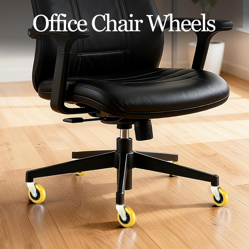 TESUMI Yellow Office Chair Wheels 3 Inch Roller Blade Rubber Wheels Caster Replacement, 11mm Universal Fit Stem Heavy Duty Computer Gaming Desk Chair Caster Wheels for Variouus Floor - Set of 5 - Image 2